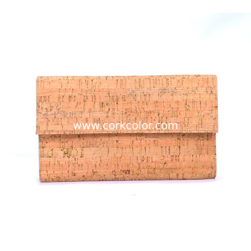 Foldover Evening Clutch in Cork with Gold Flecks