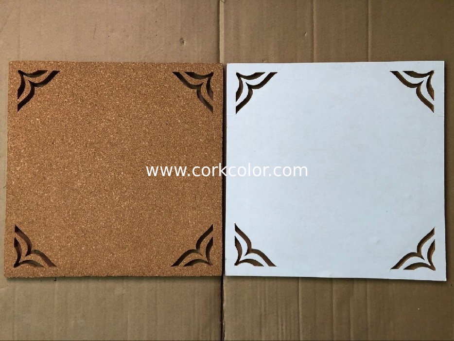 Factory Directly Price Adhesive 12''x12'' 4 pack Cork Board with Hollowing Flower Shape in Nature Color