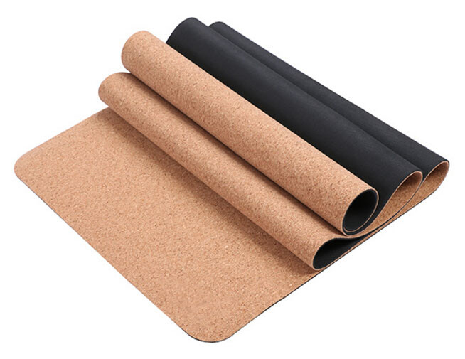 On Sale Eco-Friendly Anti Slip Natural Rubber Cork Yoga Mat thickness 3~8mm