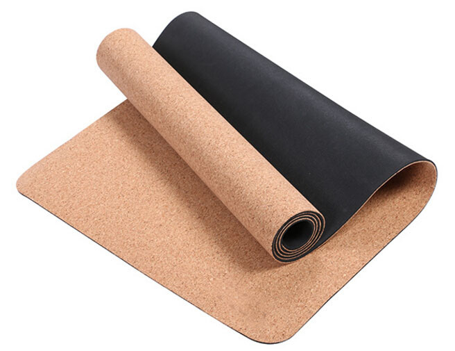 On Sale Eco-Friendly Anti Slip Natural Rubber Cork Yoga Mat thickness 3~8mm
