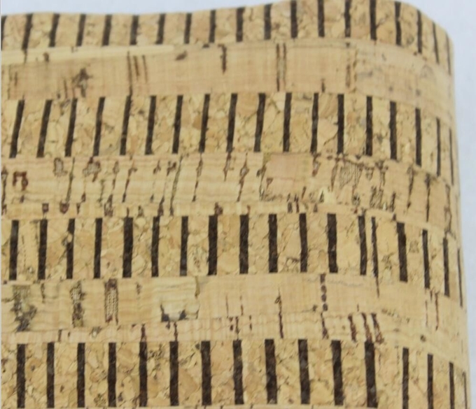 Hot Sell 1.35m Width Cork Fabric with Black Color Stripes by Yard for Sewing Machine
