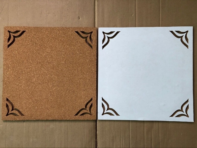 Factory Directly Price Adhesive 12''x12'' 4 pack Cork Board with Hollowing Flower Shape in Nature Color