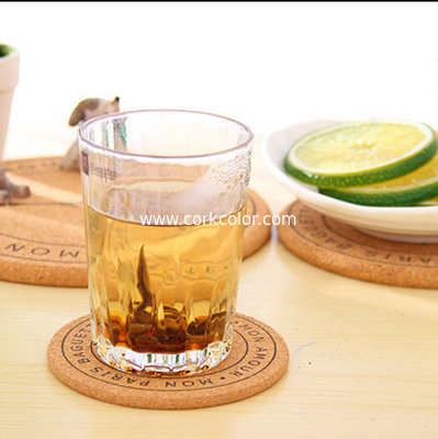 Hot Sale Cork Coaster with silkscreen printed logo, customized size is available