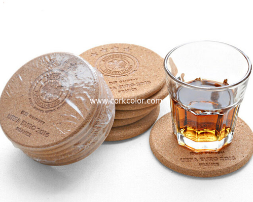 Top Rated Nature Cork Coaster with silkscreen logo, good for home and hotel