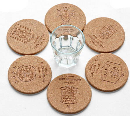 Top Rated Nature Cork Coaster with silkscreen logo, good for home and hotel