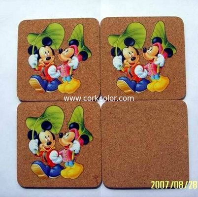 Thermal Transfer Printing logo, Nature Cork Coaster with silkscreen logo, good for heat insulation