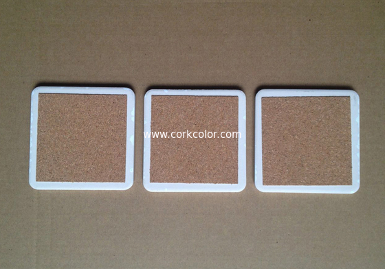 Square ceramic coaster with round corner,cork backing and UV printed/ silkscreen logo