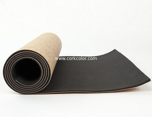 Top Rated Eco-Friendly Anti Slip Natural Cork Yoga Mat with Black Rubber Base