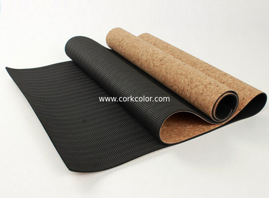 Top Rated Eco-Friendly Anti Slip Natural Cork Yoga Mat with Black Rubber Base