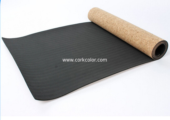 Top Rated Eco-Friendly Anti Slip Natural Cork Yoga Mat with Black Rubber Base