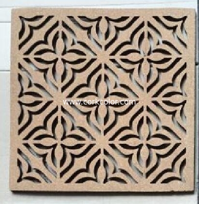 Cork cutout foam pin board with adhesive backing for wall application