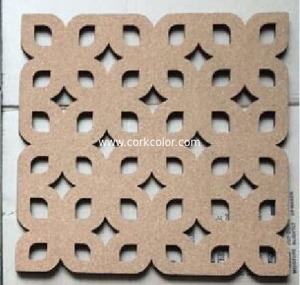 Cork cutout foam pin board with adhesive backing for wall application