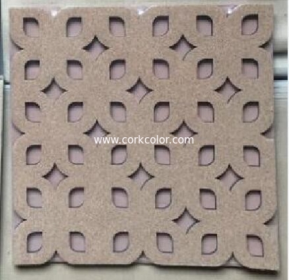 Cork cutout foam pin board with adhesive backing for wall application