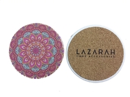 Amazon Hot Selling Style 4'' Ceramic Absorbent Round Coaster with Cork Back or Customized Size