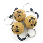 Wholesale Price 50mm Cork Ball Floating Key Chain with Navy Roper and Custom Printed Logo Printing