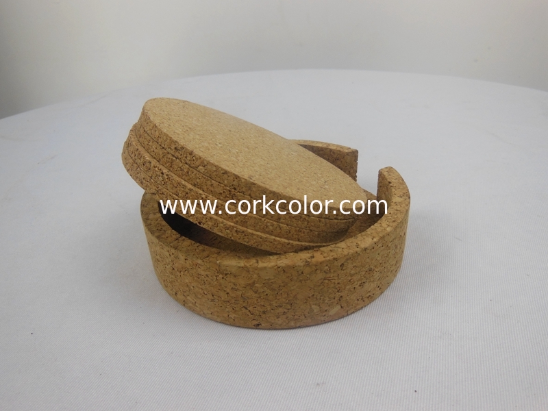 Cork coaster 4pcs/set with cork holder