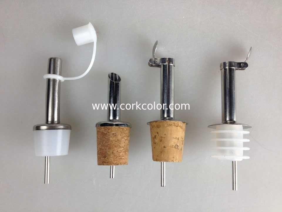 Stainless steel oil pourer with cork stopper