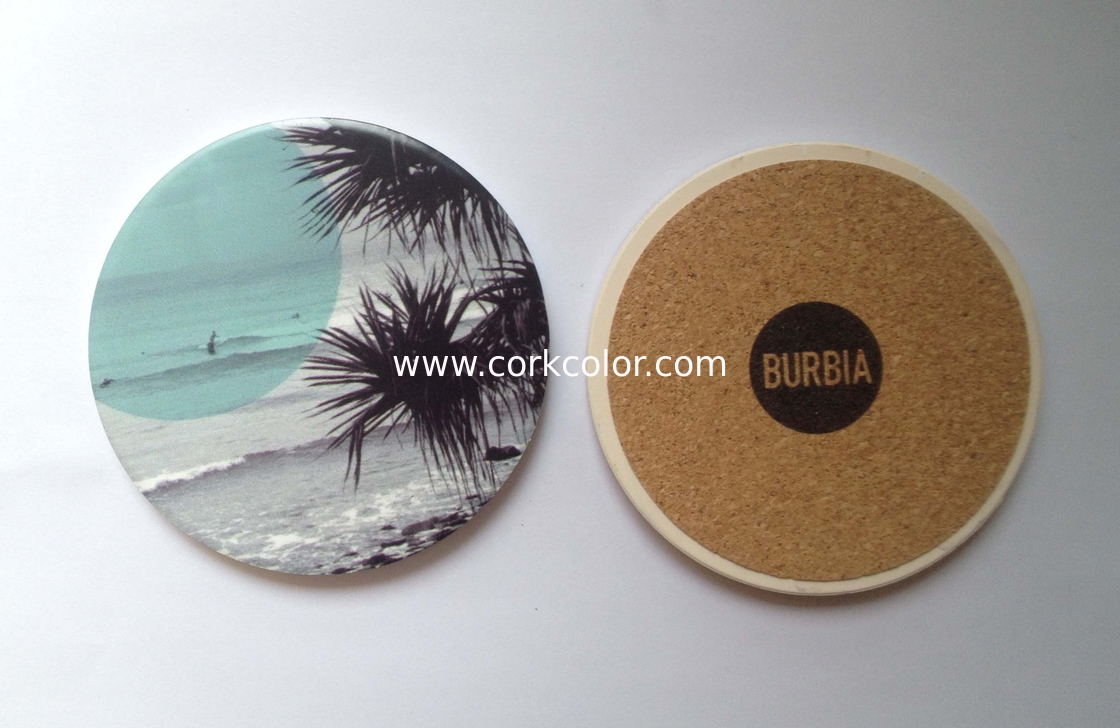 Round ceramic coaster with UV printed logo