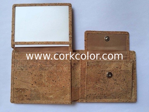 New style men cork wallet with coin box and card screen
