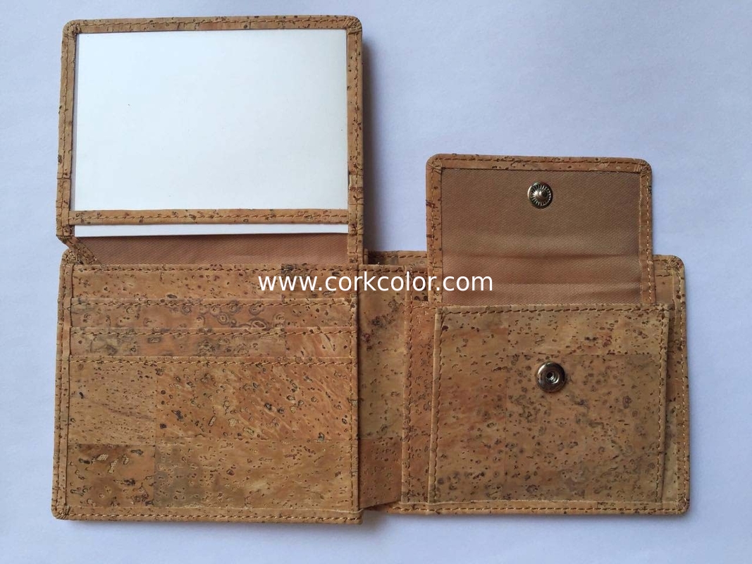 Hot Sale Bifold men gender slim cork wallet 11x9cm with pocket coin,card and money slot
