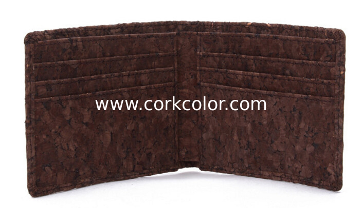 Black color cork raw material men wallet 11x9cm with card and money slot, customized logo
