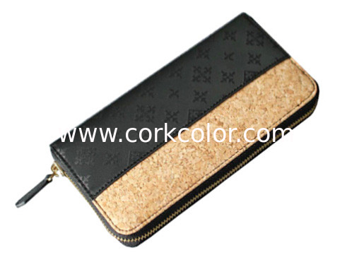 Nature Cork & PU Combination Raw material Women wallet 7.5''x3.5''(19x9cm) with card and money slot