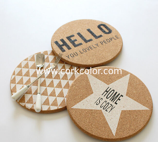 Popular Cork Coaster with silkscreen printed logo, customized size is available