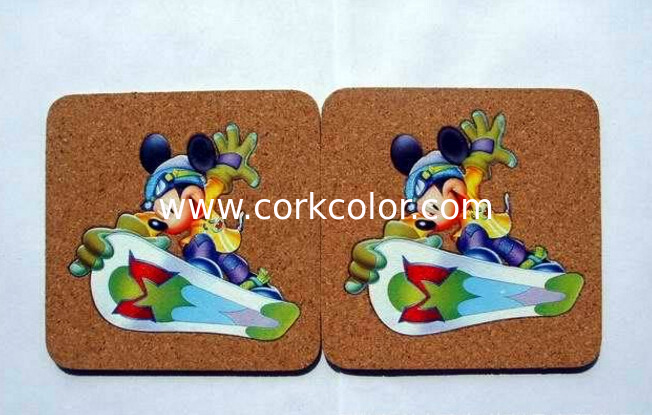 Thermal Transfer Printing logo, Nature Cork Coaster with silkscreen logo, good for heat insulation