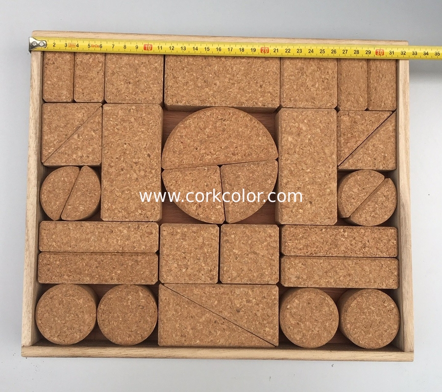 Hot Sale 32PCS/55PCS Nature Cork Toy Block Set, Customized Size