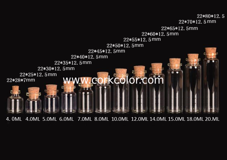 22mm  Small Jars With Cork Tops, Glass Bottles for Storage, Good Quality and Competitive Price