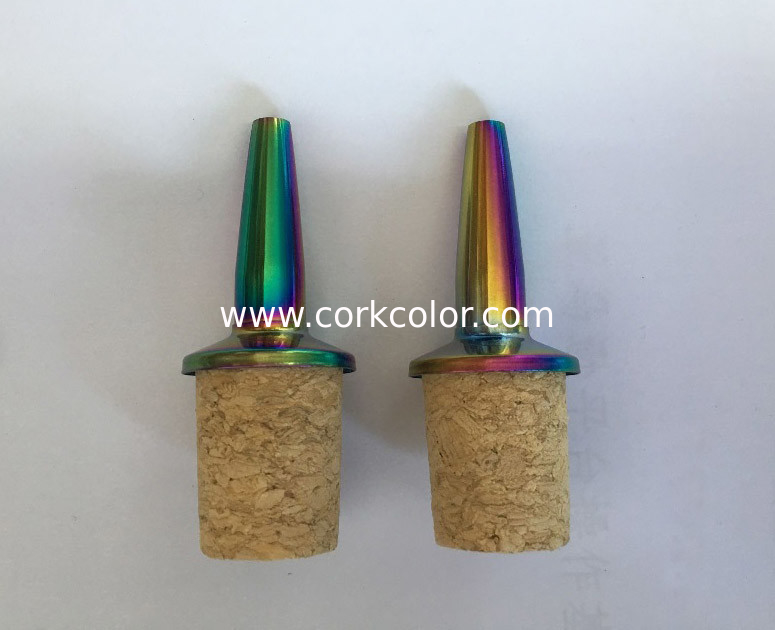 Rainbow Color Stainless Steel Dasher Cork Top for Wine Bottle Diameter 18mm