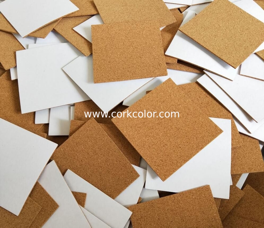 Factory Price 4'' Square Adhesive Cork Pad for DIY Ceramic Coaster in Brown Color