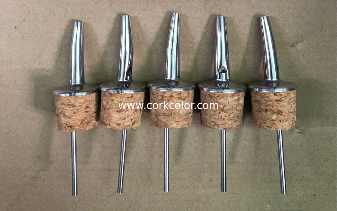Wholesale Price 304 Stainless Steel Pourer Spout with Cork Stopper for 27.5mm bottle